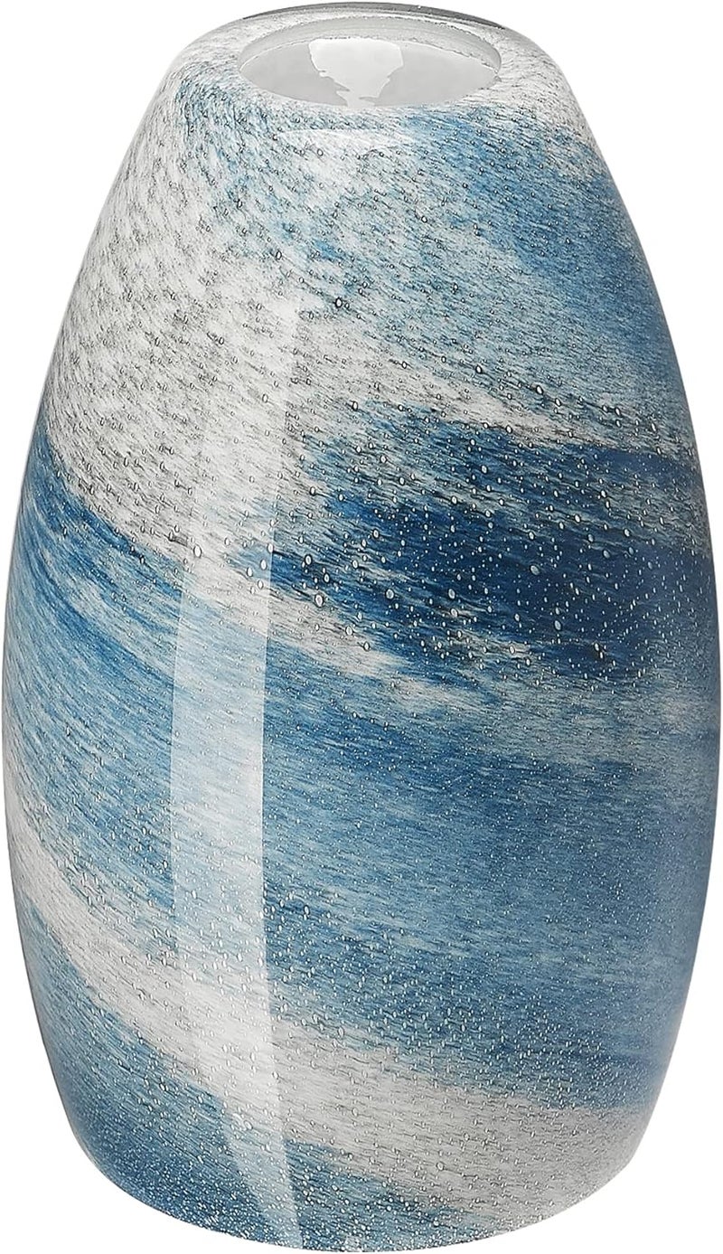 karyfine Oval Glass Pendant Lamp Shade - Grey Blue Art Glass Light Covers for Kitchen Island Pendant Light Fixtures Replacement - Image 1